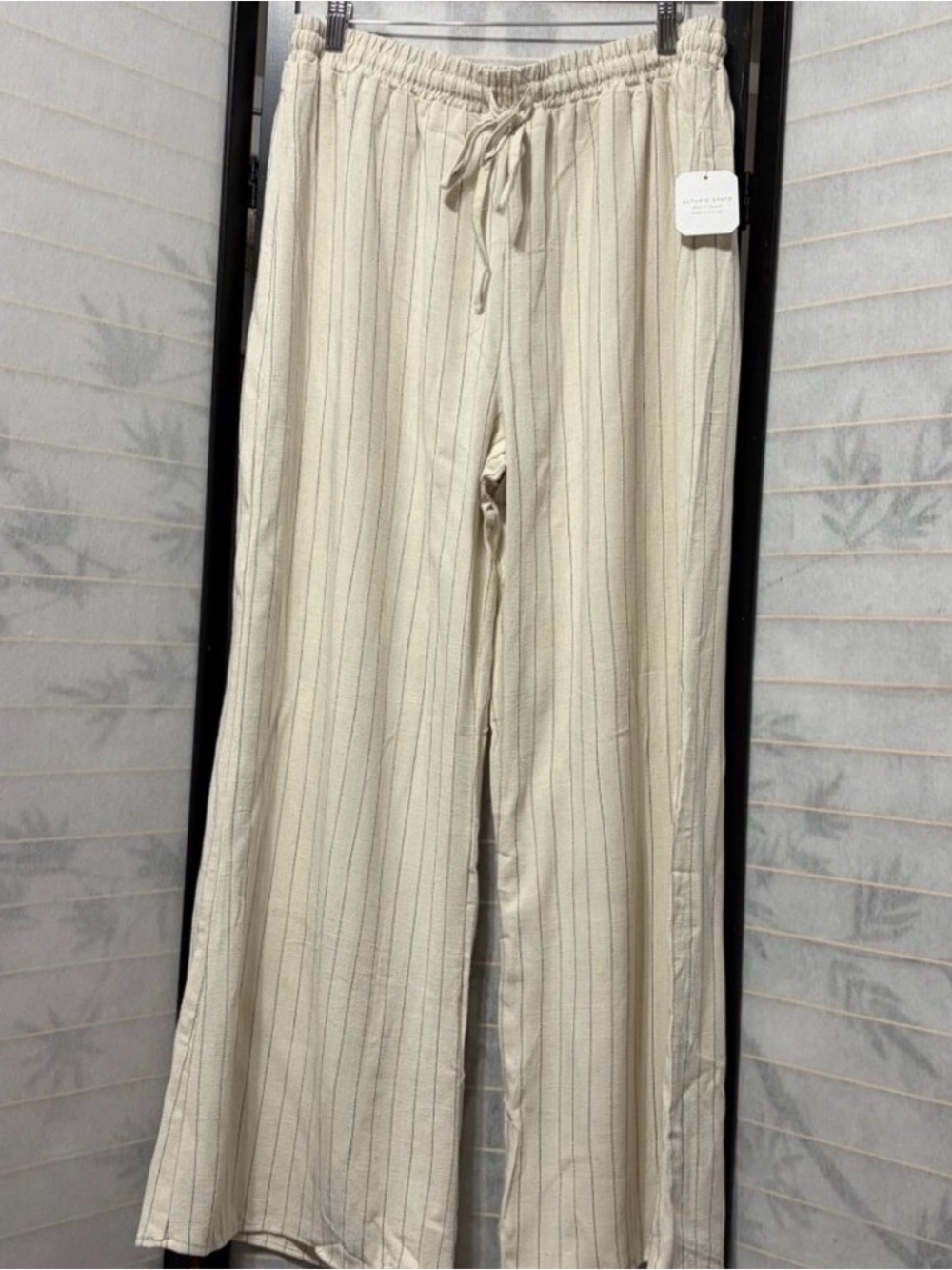 Altar'd State Women's Wide Leg Linen Pants XL Striped Boho Coastal Grandma Relax